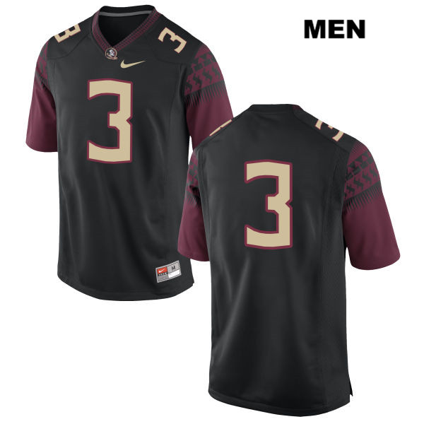 Men's NCAA Nike Florida State Seminoles #3 Cam Akers College No Name Black Stitched Authentic Football Jersey NOR2369UR